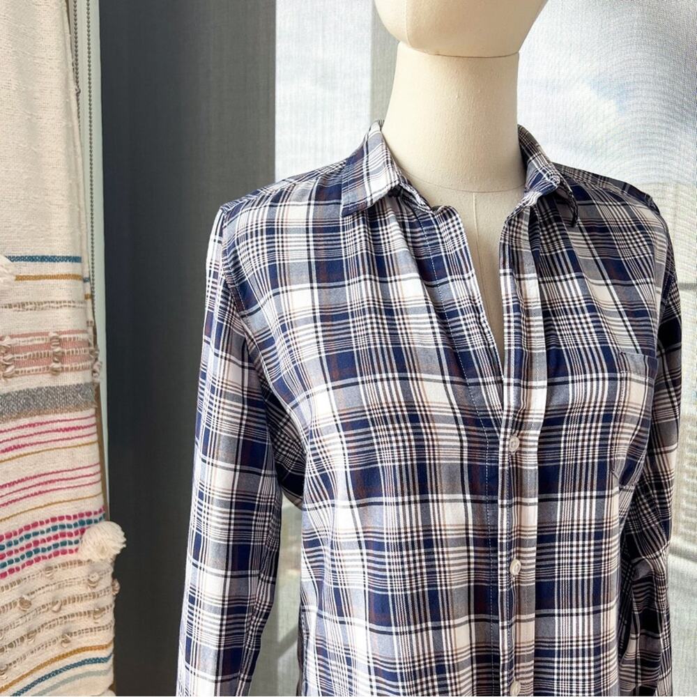 Frank & Eileen Barry Blue White Grey Plaid Long Sleeves Button Down Shirt Small - Picture 2 of 9